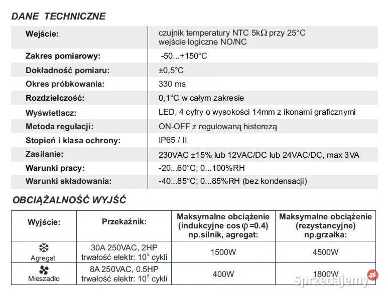 Sterownik do schładzalnika mleka MC20H ESCO Gastronomia Warszawa