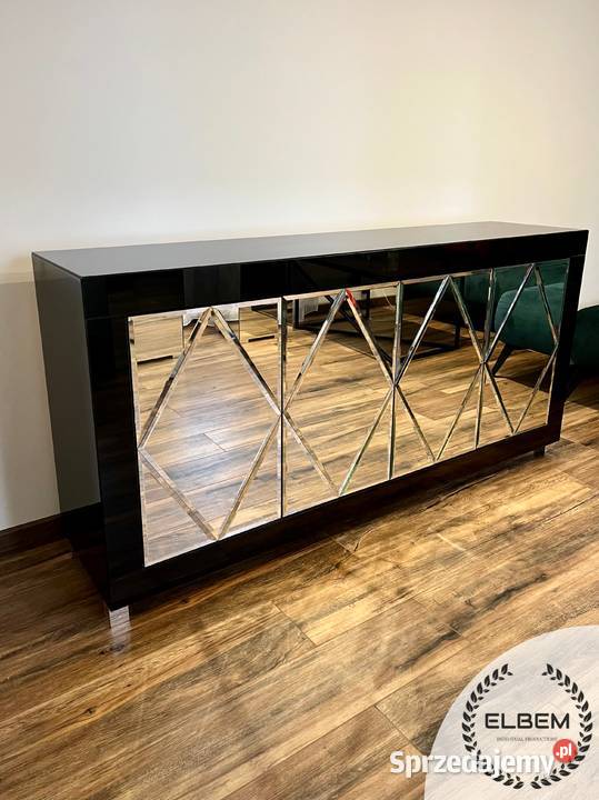 Szklana czarna komoda w stylu Glamour 40cm Warszawa