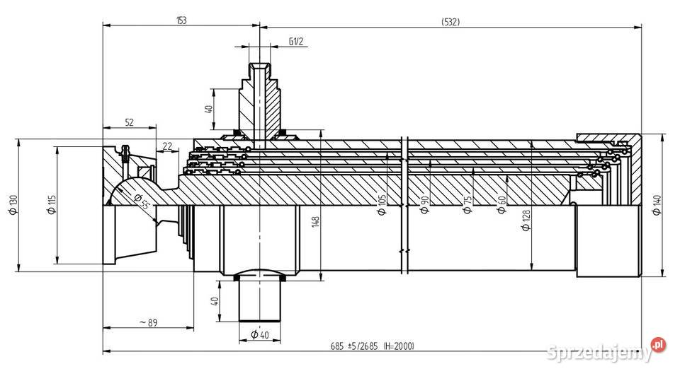 SIŁOWNIK Hydrauliczny CYLINDER 10 TON Wysuw 2000 Solec Kujawski