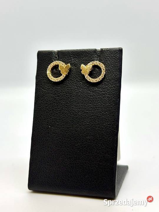 Nowe złote kolczyki pr 585 130g Motylki sztyft