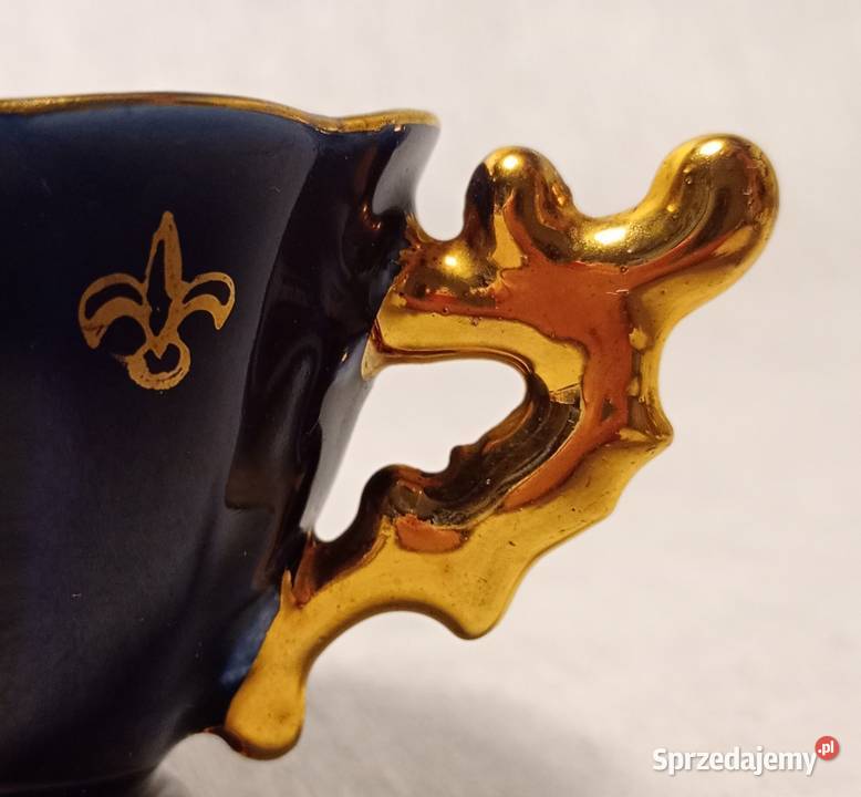 TERRA IMPORT Filiżanka Duet Kobalt Złoto Lilijka Łódź