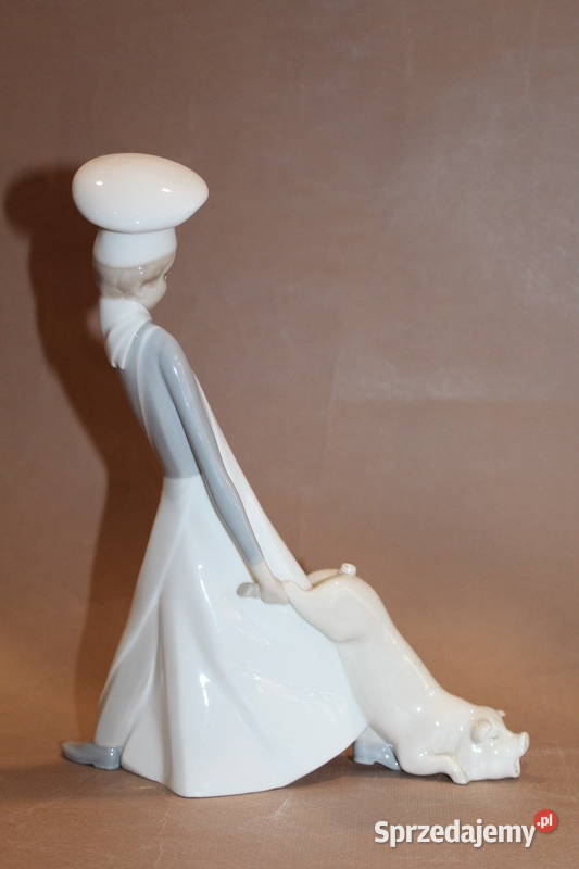 Figurka kucharza ze świnką Lladro wys 25 276 Szczecin