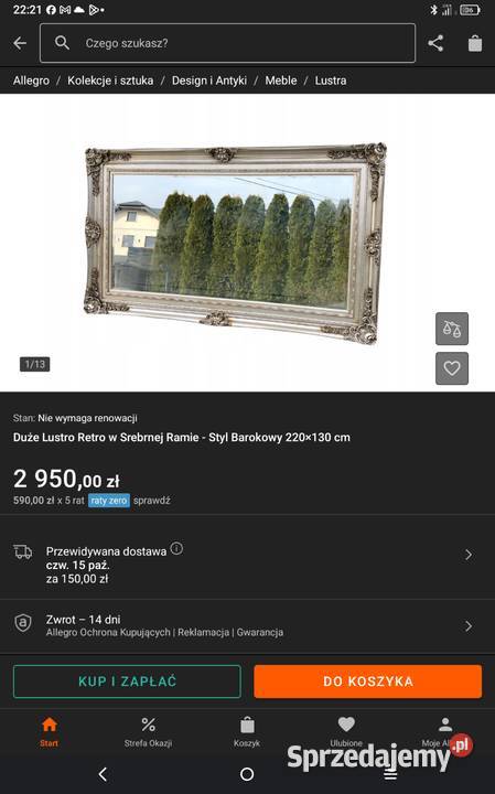 Lustro w stylu retro 100 x180 Granowiec sprzedam
