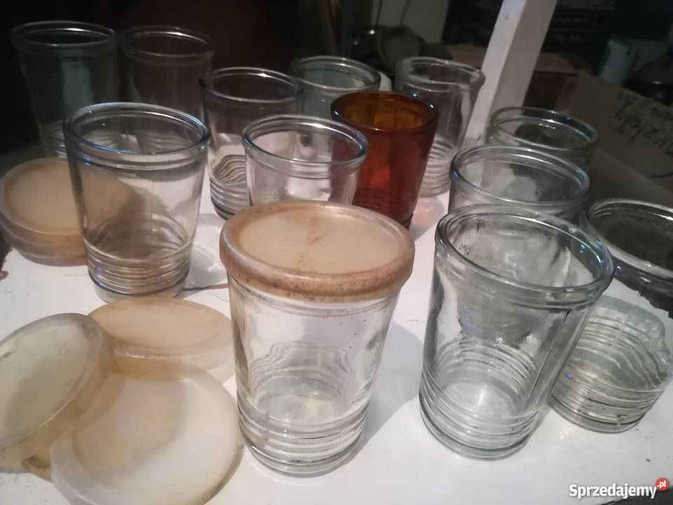 Szklanki dekoracje musztardówki PRL wielkopolskie Pleszew