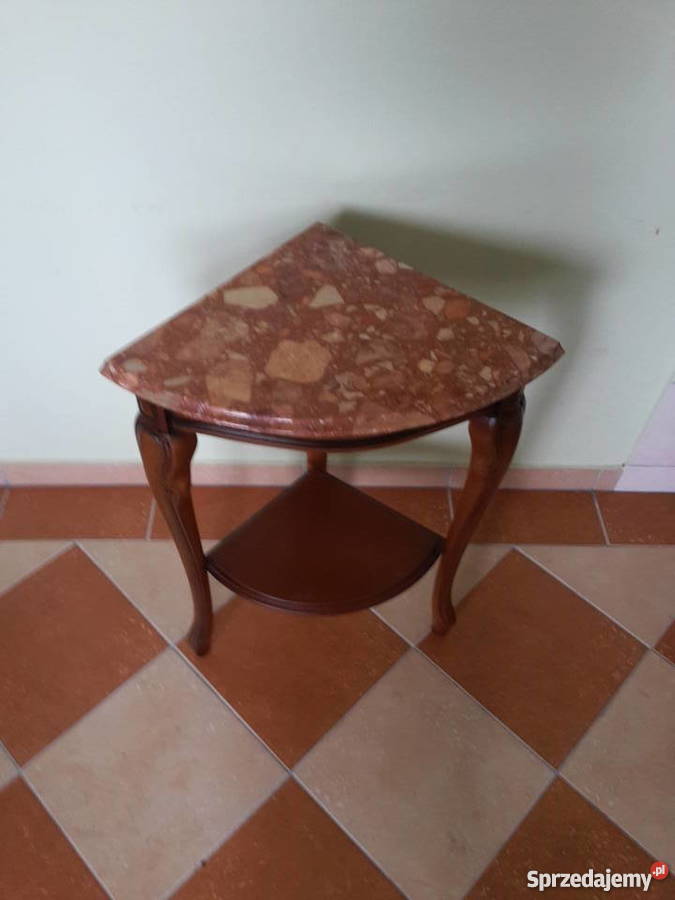 Stolik narożny z blatem marmurowym