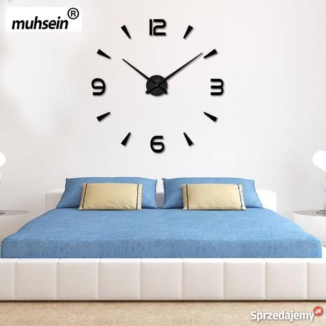 Zegar Ścienny Naklejany CZARNY 3D 63100 Efekt Kraków