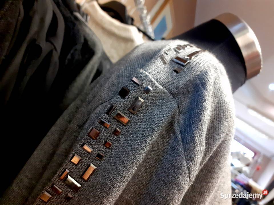Sweter damski szary zdobiony Swetry i golfy pomorskie