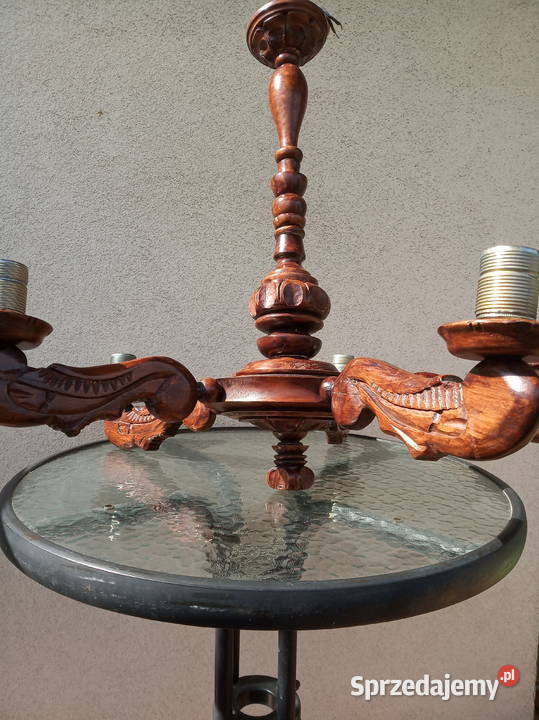 Unikatowy pięknie rzeźbiony żyrandol Lampy wiszące Warszawa