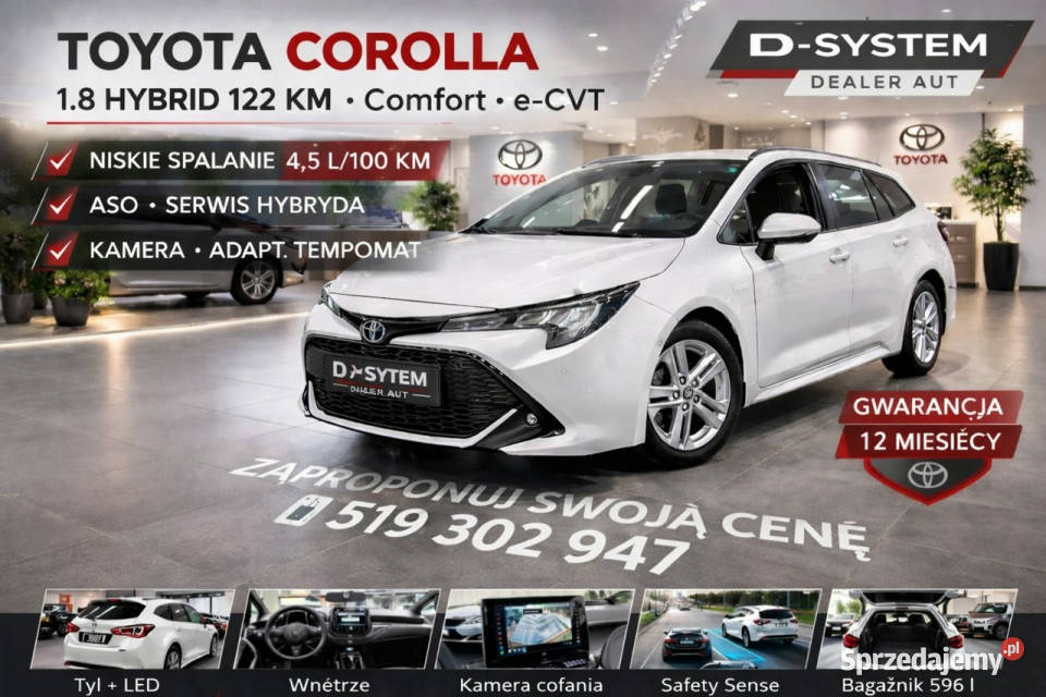 Toyota Corolla 2122 Salon Polska 18 HYBRID 1wł z podgrzewane fotele Białystok