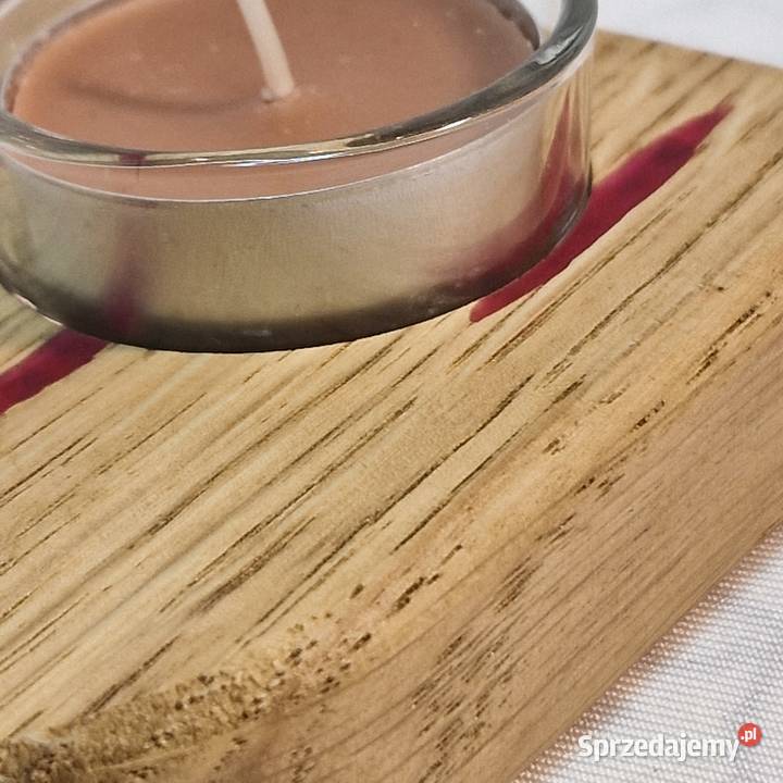 Świecznik drewniany serce z dębu wyraz uczuć Sępopol