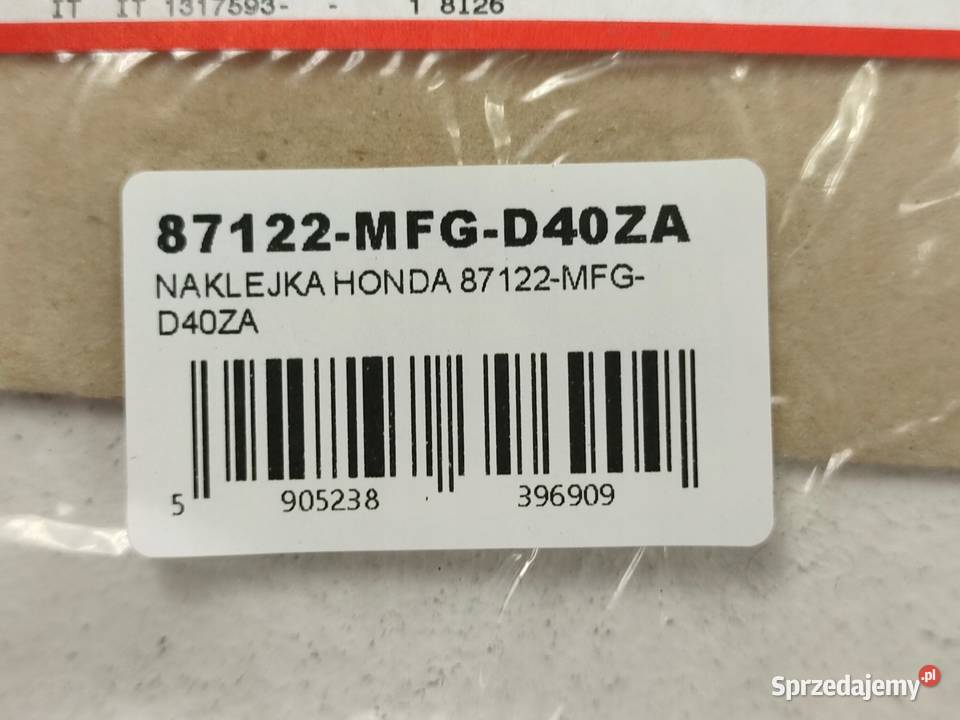 NAKLEJKA NA BAK LEWA HONDA CB600F HORNET 07 09 sprzedam