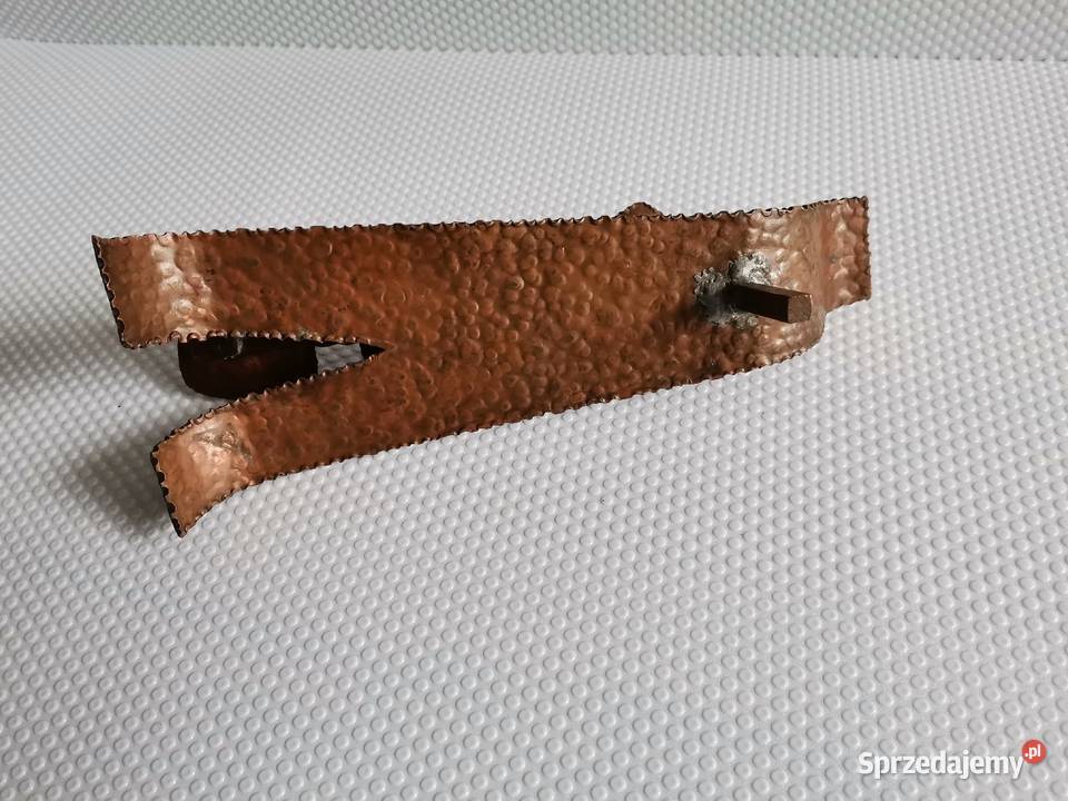 Stary miedziany świecznik metaloplastyka design sprzedam