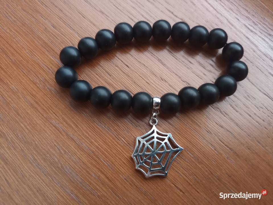 Bransoletka z koralików onyksowych z zawieszką