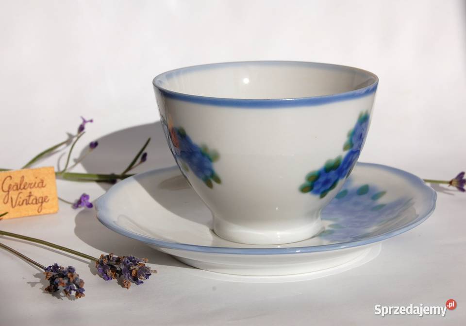 Filiżanka ze spodkiem porcelana ręcznie malowana Lublin