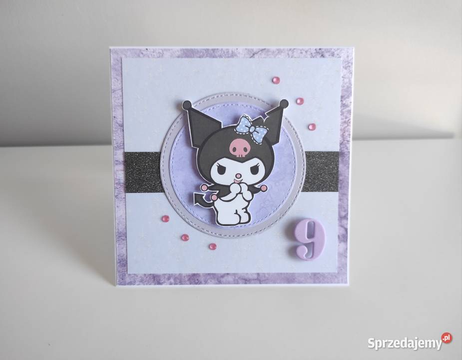 Kartka ręcznie robiona na urodziny Kuromi łódzkie