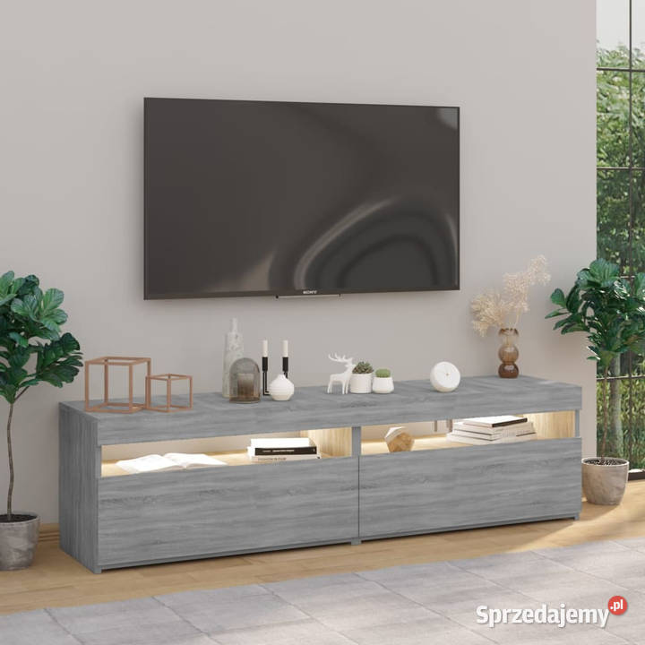 Szafki pod TV z LED 2 szary dąb sonoma 75x35x40 Warszawa sprzedam