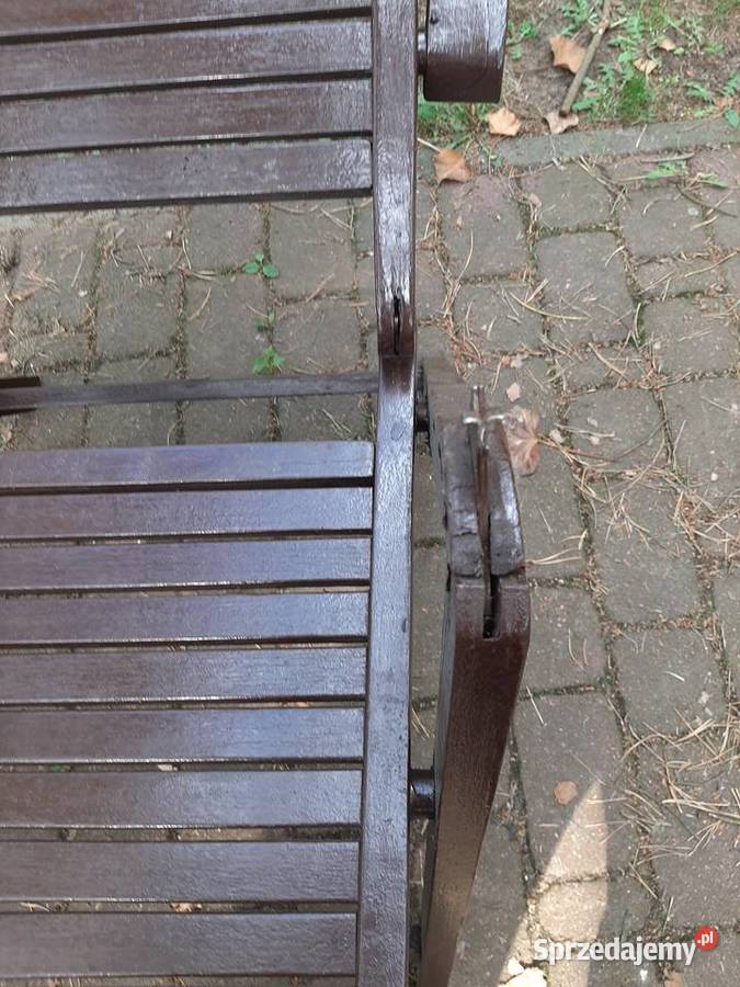 Leżak krzesło retro w kolorze brązowym drewno