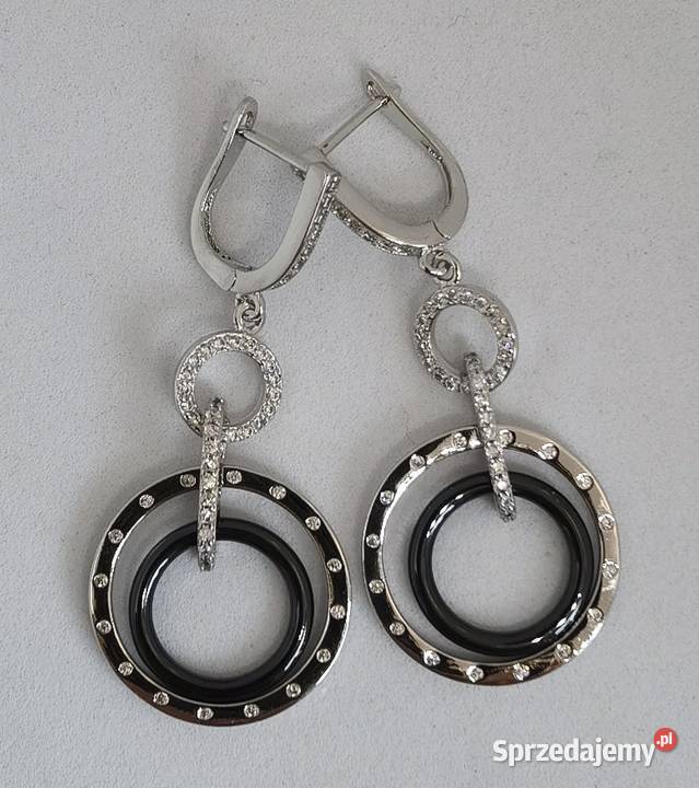 Eleganckie kolczyki ceramiczne srebrne Kołobrzeg sprzedam