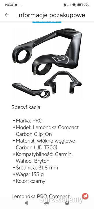 Lemondka PRO Compact Carbon ClipOn 318mm Szosa Młynek