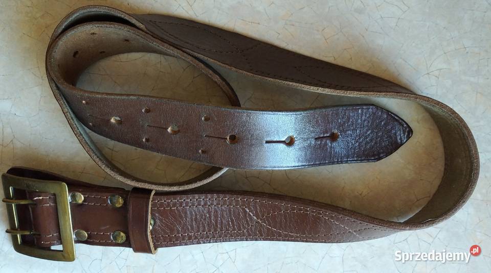 Wojskowy brązowy pasek skórzany PRL Reda