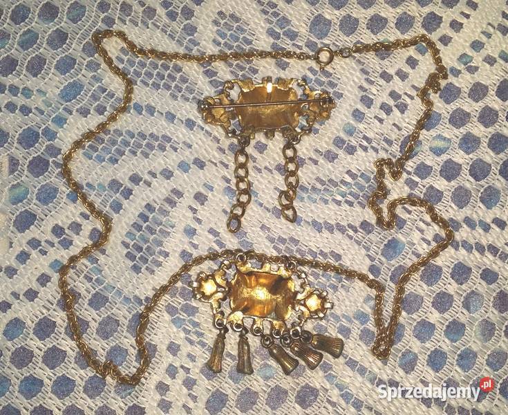 Stary angielski naszyjnik i broszka A1524 gold Ochojno