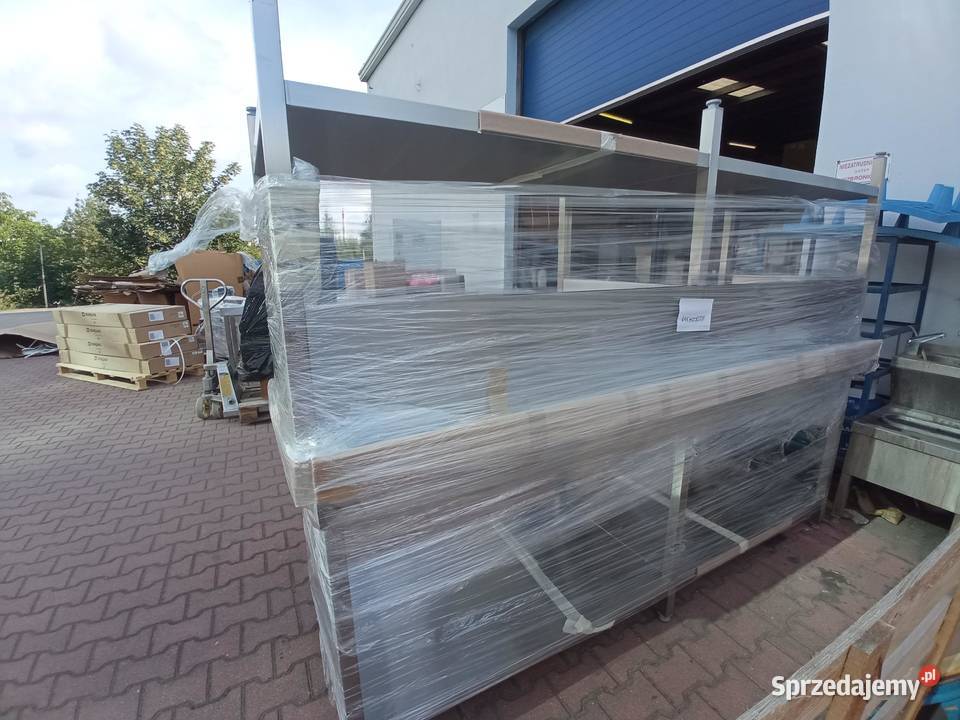 Stół z 2 zlewamiL bez ryflowania półka 240x80x90