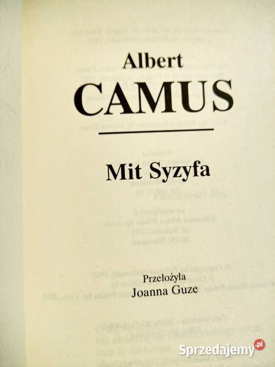 Camus Mit Syzyfa książka antykwariat Bródno Warszawa