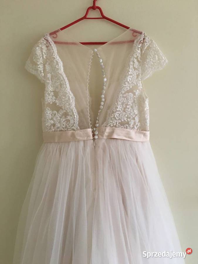 Suknia ślubna princessa szampan 46 XXXL 16 48 Jelenia Góra