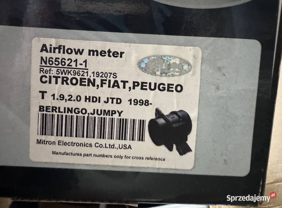 Przepływomierz Peugeot Fiat Citroen 5wk9621 19D osobowe Brzeszcze sprzedam