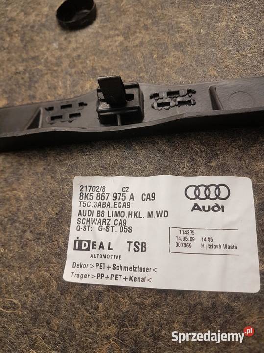 TAPICERKA KLAPY TYL AUDI A4 B8 SEDAN 8K5867975A śląskie