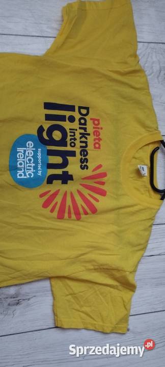 bawełniana koszulka tshirt żółta z napisami r L Rozmiar L Zamość