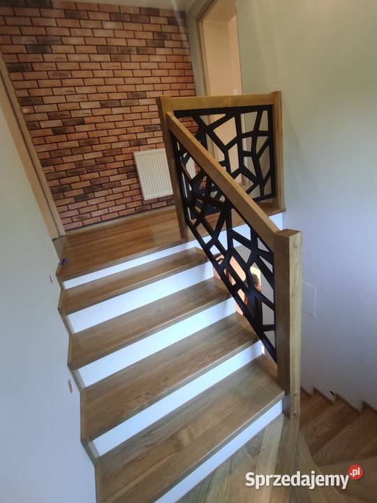 Schody dąb jesion lite drewno belki stalowe Tychy