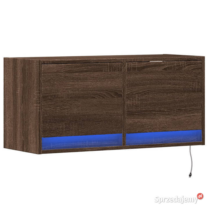 Ścienna szafka TV z LED brązowy dąb 80x31x35 Warszawa