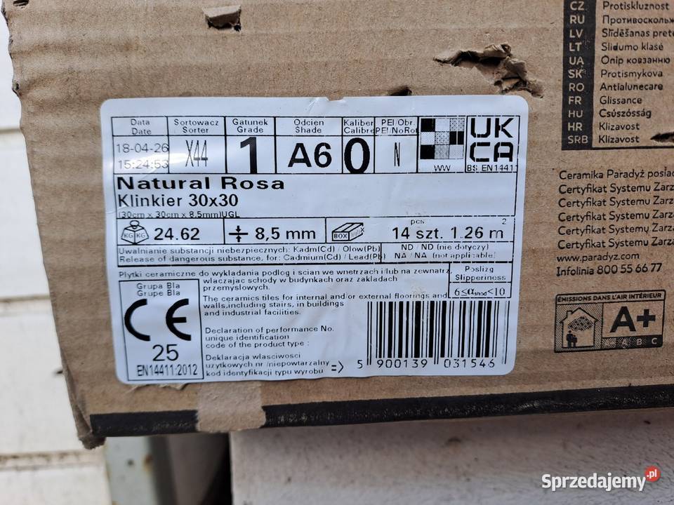 Płytki NATURAL ROSA KLINKIER 30X30 4 paczki Warszawa sprzedam
