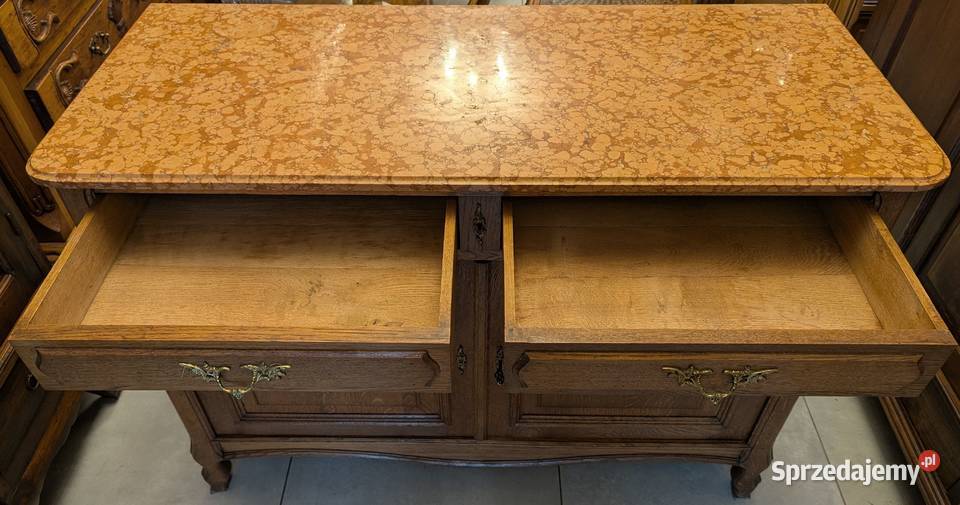 Piękna dębowa komodaszafka secesyjna z marmurem Dąbrowa Górnicza sprzedam