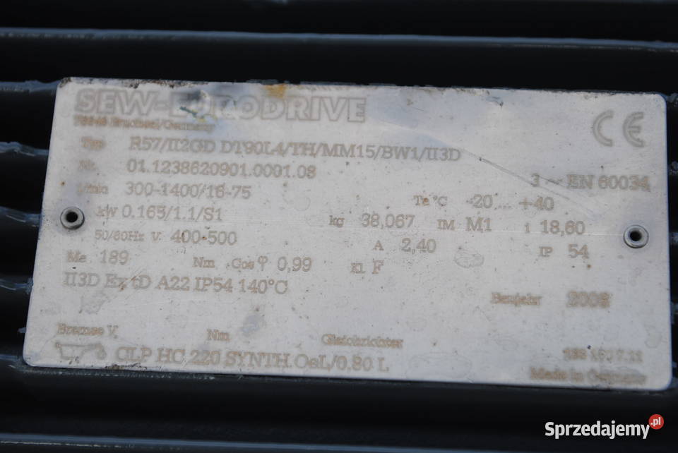 Motoreduktor 016511kw 1675obr FALOWNIK SEW lubuskie Kargowa