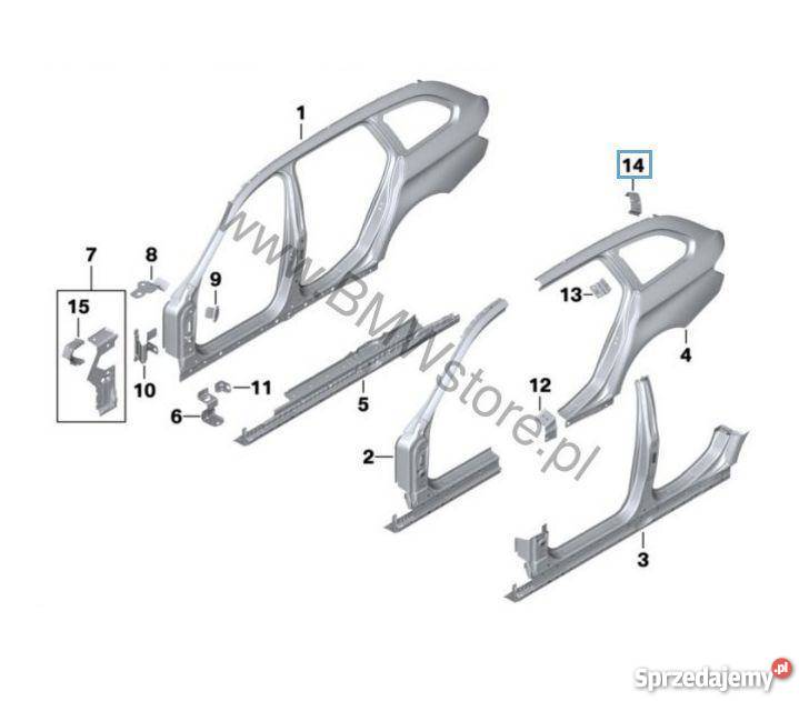 BMW F11 F11N blacha wzmacniająca słupka D lewa Karoseria Pilzno