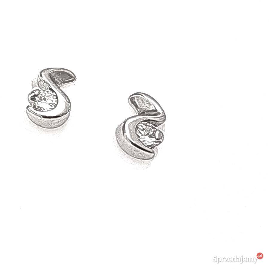 Srebrne kolczyki cyrkonie na sztyftach OS57 NOWE Poznań