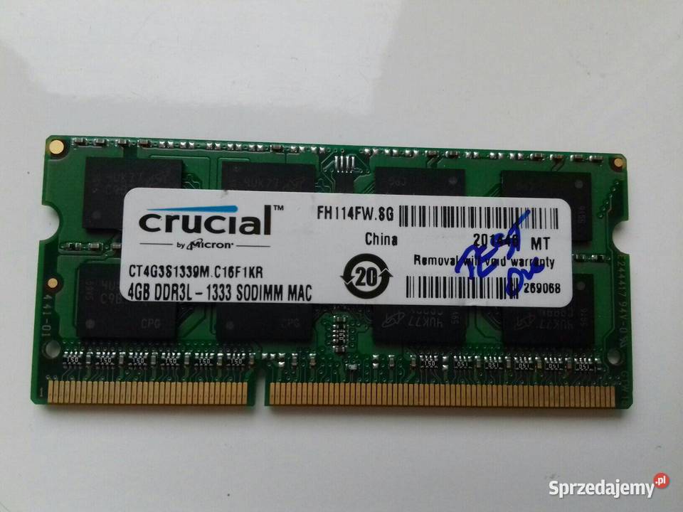 Crucial DDR3 4GB PC3L10600 SODIMM 135V 1333MHz Pamięci Komputery i Akcesoria Bydgoszcz sprzedam