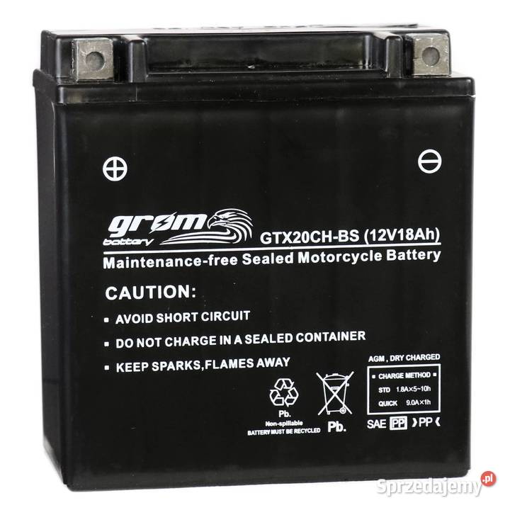 Akumulator motocyklowy GROM GTX20CHBS 12V 18Ah Gdynia sprzedam