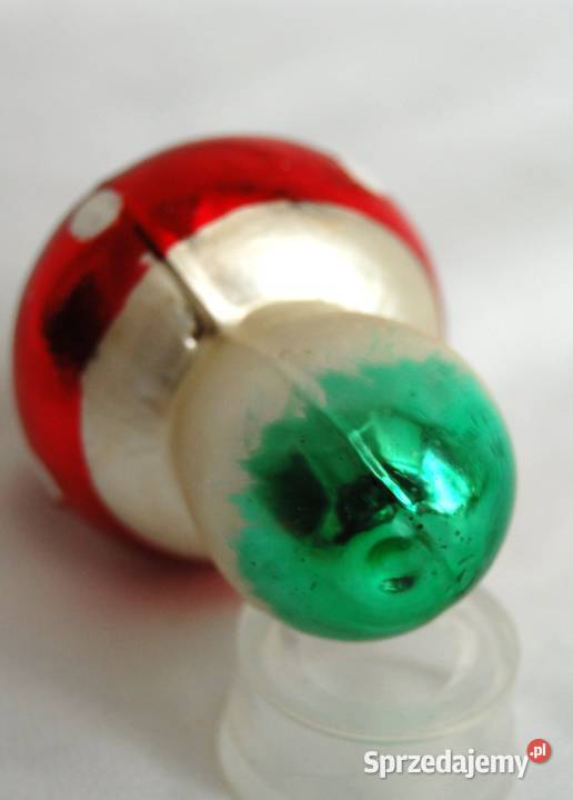 Stara bombka szklana ręcznie malowana muchomorek Boże Narodzenie Lublin