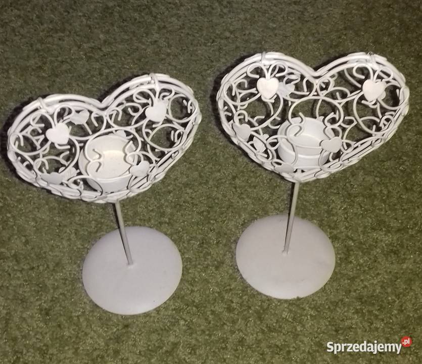 2 śliczne ażurowe świeczniki biały Wyposażenie wnętrz Warszawa