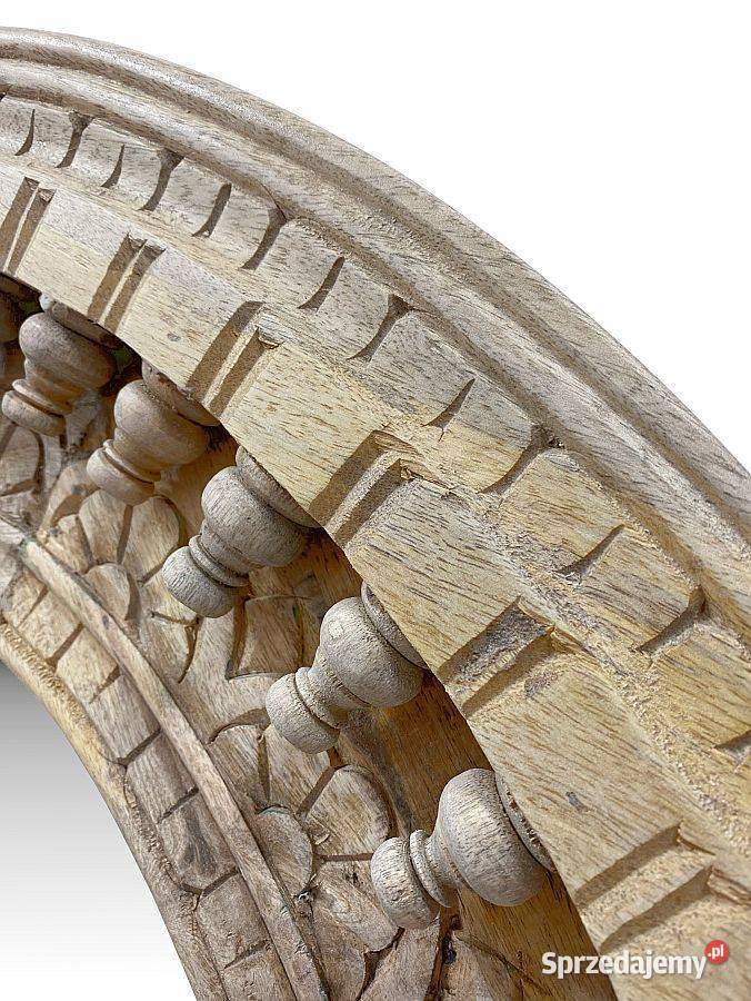 Drewniane ozdobne okrągłe lustro mango rzeźbione Lublin