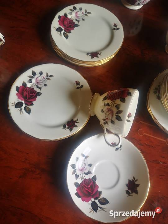 Filiżanka i talerzyk biskupiojasna róża Gdańsk
