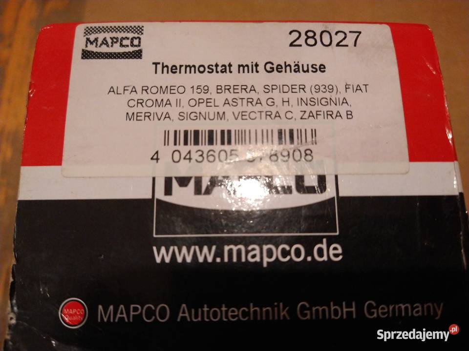 Termostat MAPCO 28027 Alfa Romeo FiatOpel Nowy Układ chłodzenia Radziszów