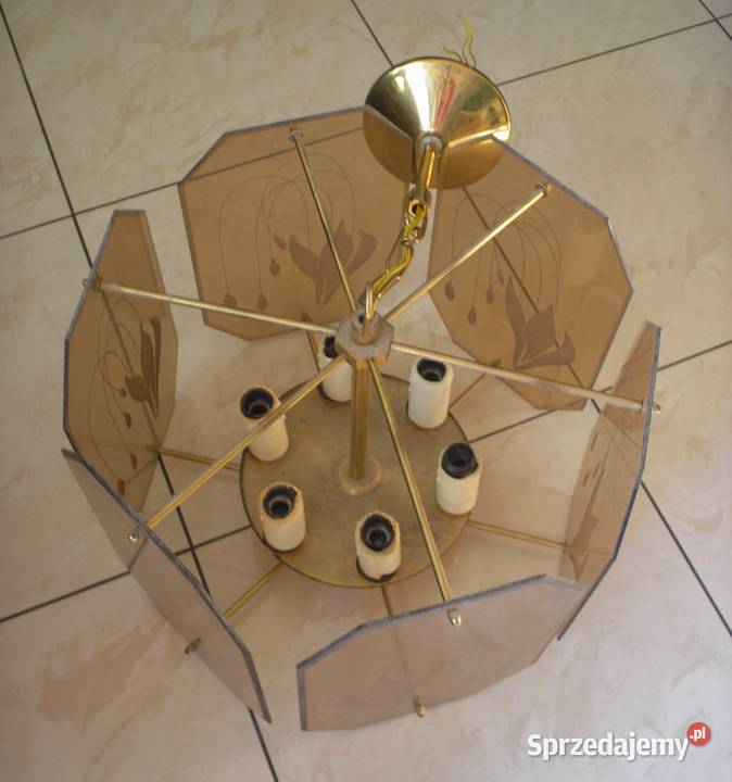 Szklany żyrandol w kolorze herbacianym Kraków