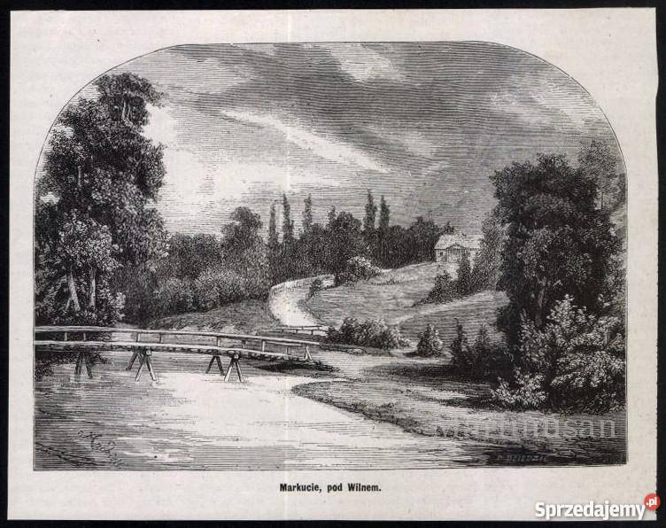 MARKUCIE Wilno zespół dworski drzeworyt 1872 mazowieckie Milanówek