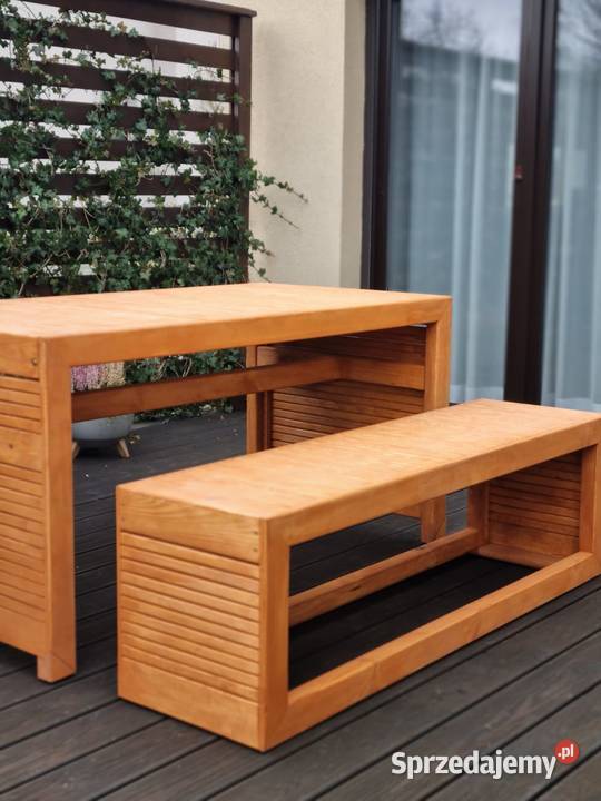 Meble ogrodowe drewniane tarasowe nieskładane Kalety