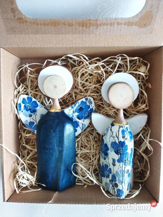 Para aniołków z drewna bukowego Wrocław sprzedam