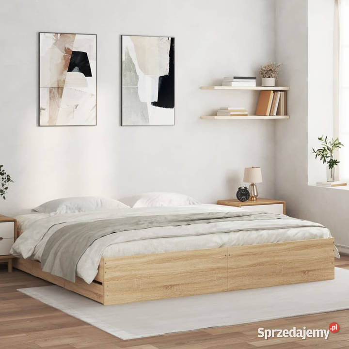 Rama łóżka z szufladami dąb sonoma 160x200 mazowieckie sprzedam